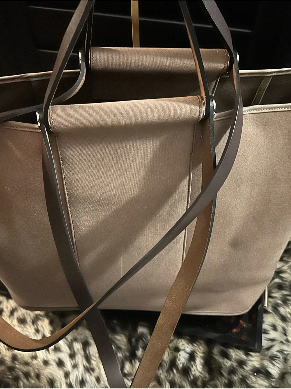 Hermes Cabag in Etoupe Toile Canavs and Leather Bag - Discontinued - Authentic